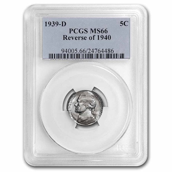 1939-D Jefferson Nickel MS-66 PCGS (Reverse of 1940) 1939-D Jefferson Nickel MS-66 PCGS (Reverse of 1940)