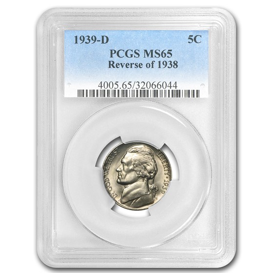 1939-D Jefferson Nickel Rev of 38 MS-65 PCGS 1939-D Jefferson Nickel Rev of 38 MS-65 PCGS