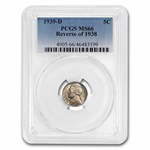 1939-D Jefferson Nickel Rev of 38 MS-66 PCGS