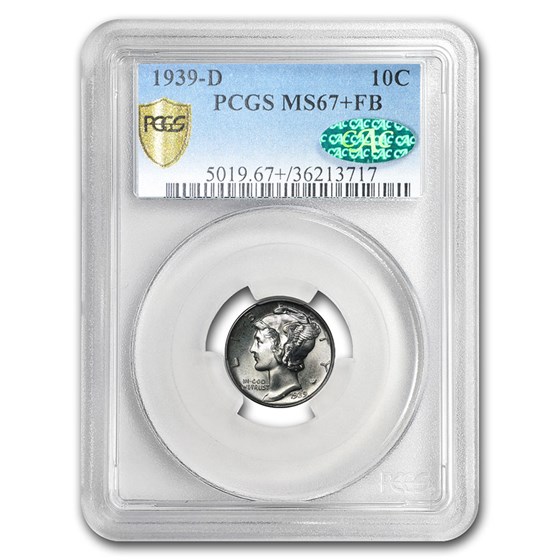 1939-D Mercury Dime MS-67+ PCGS CAC (FB) 1939-D Mercury Dime MS-67+ PCGS CAC (FB)