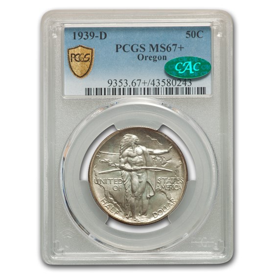 1939-D Oregon Commem Half MS-67+ PCGS (CAC) 1939-D Oregon Commem Half MS-67+ PCGS (CAC)