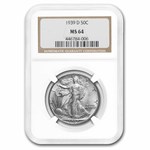 1939-D Walking Liberty Half Dollar MS-64 NGC