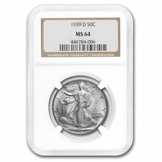 1939-D Walking Liberty Half Dollar MS-64 NGC