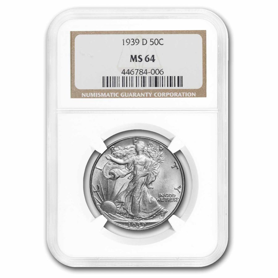 1939-D Walking Liberty Half Dollar MS-64 NGC
