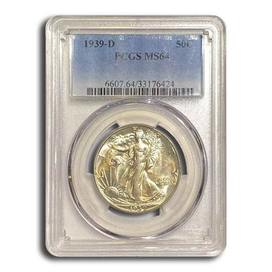 1939-D Walking Liberty Half Dollar MS-64 PCGS 1939-D Walking Liberty Half Dollar MS-64 PCGS