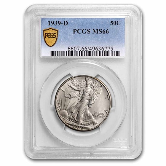 1939-D Walking Liberty Half Dollar MS-66 PCGS 1939-D Walking Liberty Half Dollar MS-66 PCGS