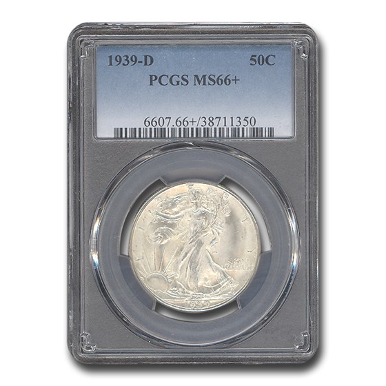 1939-D Walking Liberty Half Dollar MS-66+ PCGS 1939-D Walking Liberty Half Dollar MS-66+ PCGS