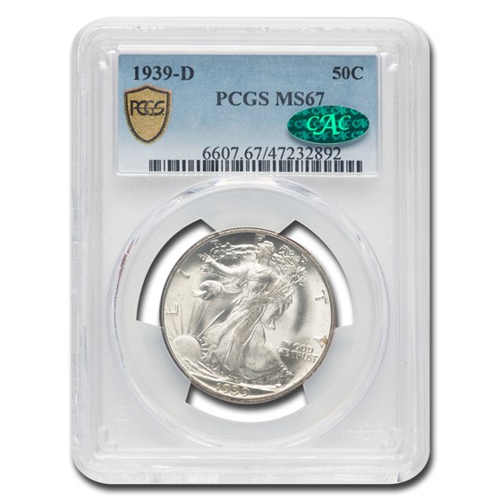 1939-D Walking Liberty Half Dollar MS-67 PCGS CAC 1939-D Walking Liberty Half Dollar MS-67 PCGS CAC