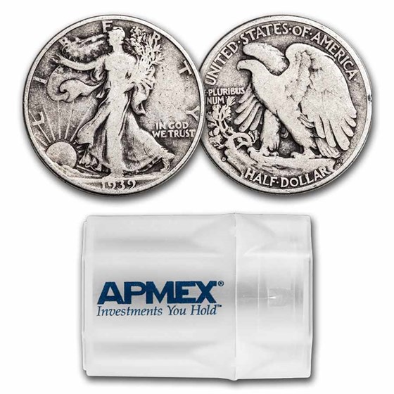 1939-D Walking Liberty Halves 20-Coin Roll Avg Circ 1939-D Walking Liberty Halves 20-Coin Roll Avg Circ
