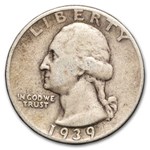 1939-D Washington Quarter 40-Coin Roll Avg Circ