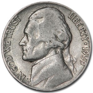 1939 Jefferson Nickel Doubled Die Reverse Fine 1939 Jefferson Nickel Doubled Die Reverse Fine