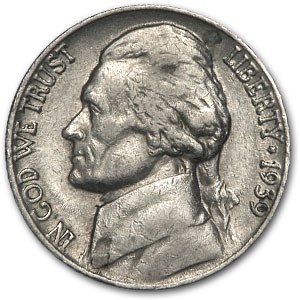 1939 Jefferson Nickel Doubled Die Reverse VF 1939 Jefferson Nickel Doubled Die Reverse VF