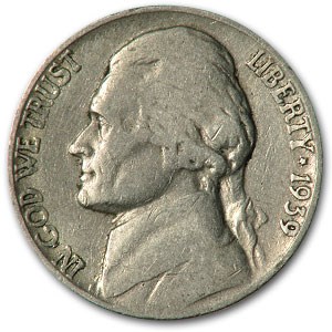 1939 Jefferson Nickel Doubled Die Reverse VG 1939 Jefferson Nickel Doubled Die Reverse VG
