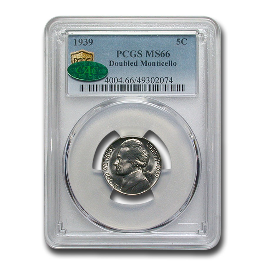 1939 Jefferson Nickel MS-66 PCGS CAC (Doubled Monticello)