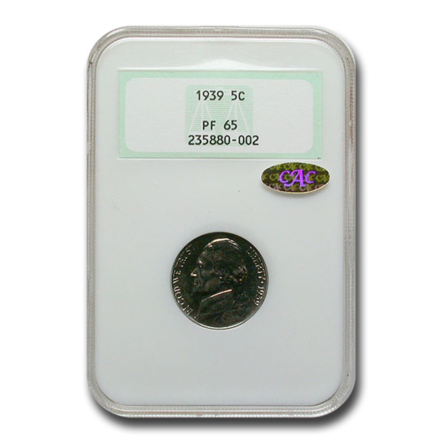 1939 Jefferson Nickel PF-65 NGC Gold CAC