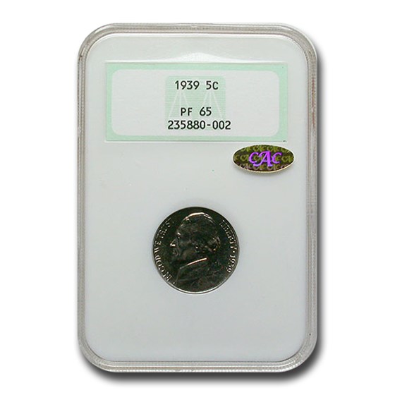 1939 Jefferson Nickel PF-65 NGC Gold CAC 1939 Jefferson Nickel PF-65 NGC Gold CAC