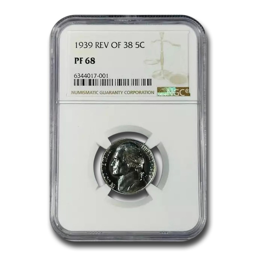 1939 Jefferson Nickel PF-68 NGC (Reverse of 38)