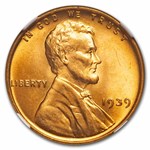 1939 Lincoln Cent MS-67 NGC (Red)