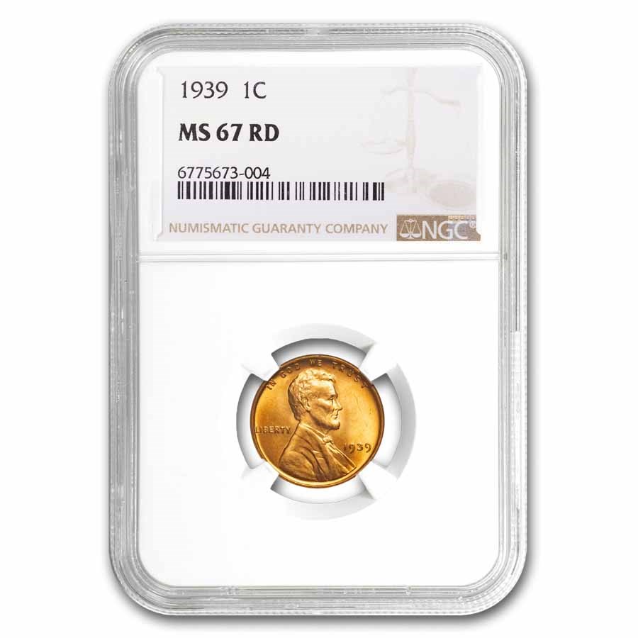 1939 Lincoln Cent MS-67 NGC (Red)