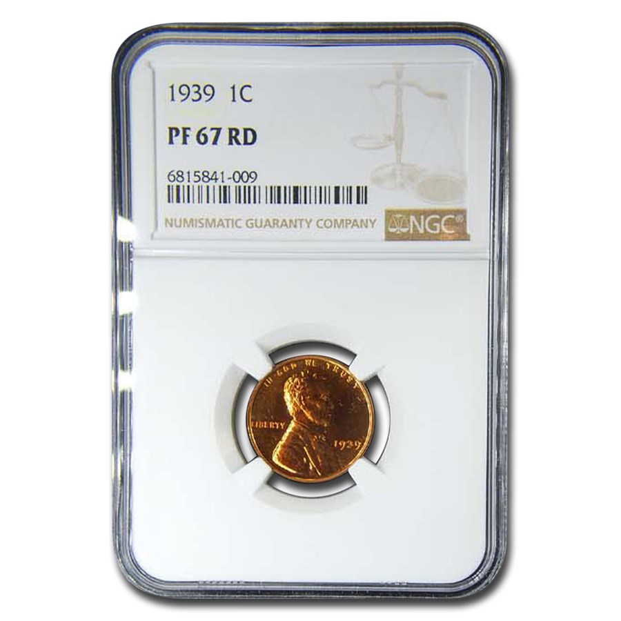 1939 Lincoln Cent PF-67 NGC (Red)