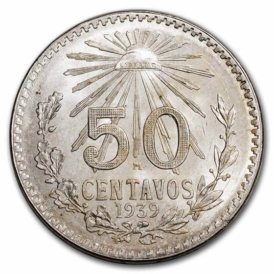 1939-M Mexico Silver 50 Centavos BU 1939-M Mexico Silver 50 Centavos BU