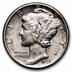 1939 Mercury Dime 50-Coin Roll Avg Circ