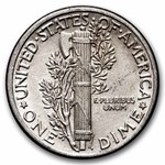 1939 Mercury Dime 50-Coin Roll Avg Circ