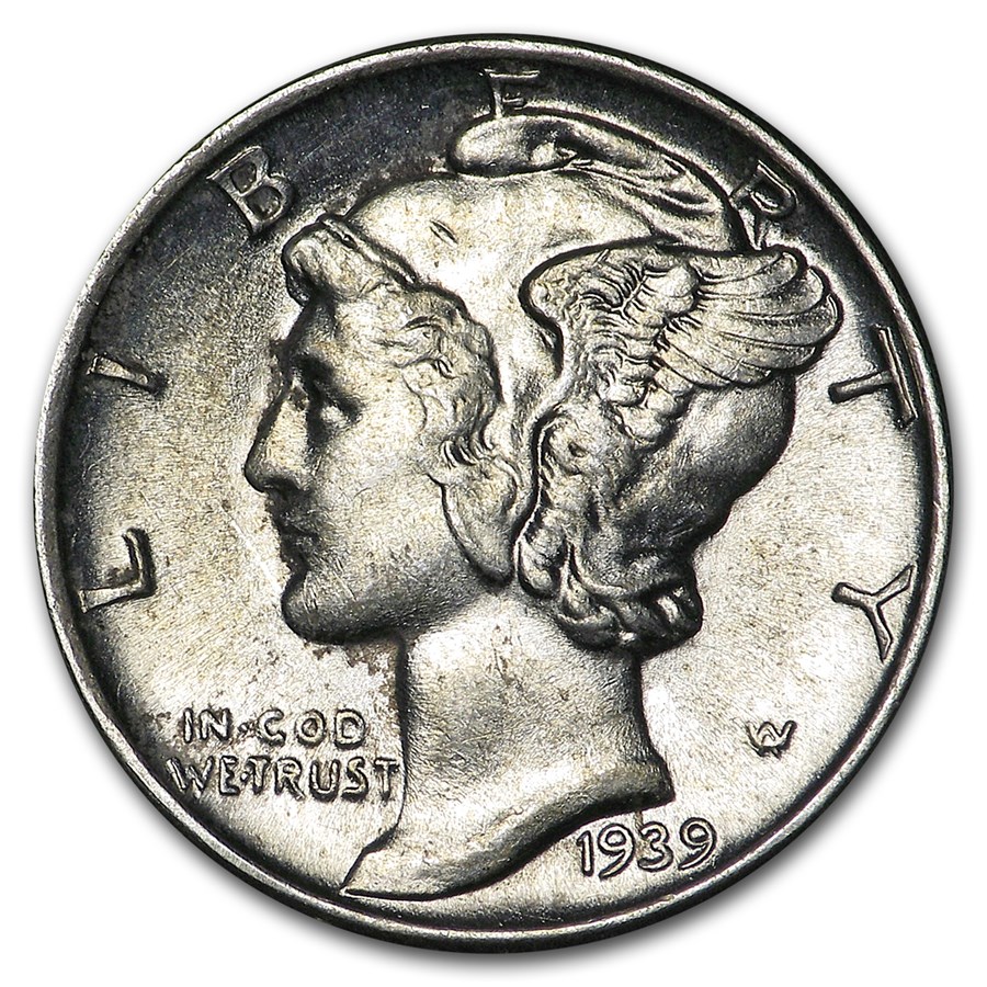 1939 Mercury Dime AU