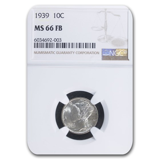 1939 Mercury Dime MS-66 NGC (FB) 1939 Mercury Dime MS-66 NGC (FB)