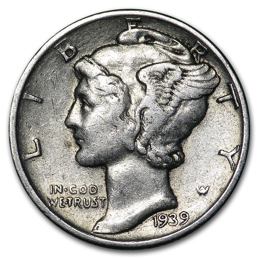 1939 Mercury Dime XF