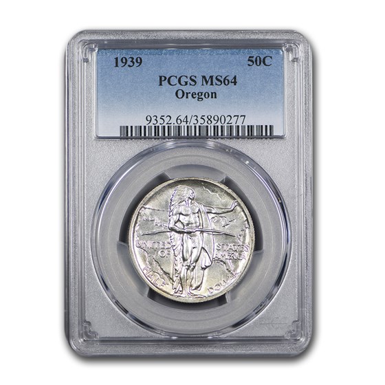 1939 Oregon Commemorative Half Dollar MS-64 PCGS 1939 Oregon Commemorative Half Dollar MS-64 PCGS