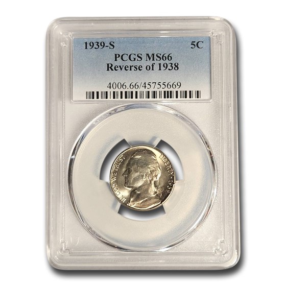 1939-S Jefferson Nickel MS-66 PCGS (Reverse of 1938) 1939-S Jefferson Nickel MS-66 PCGS (Reverse of 1938)
