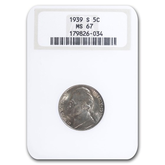 1939-S Jefferson Nickel MS-67 NGC 1939-S Jefferson Nickel MS-67 NGC