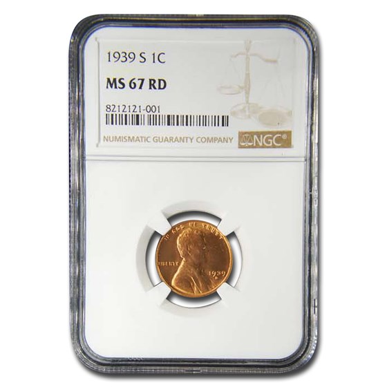 1939-S Lincoln Cent MS-67 NGC (Red) 1939-S Lincoln Cent MS-67 NGC (Red)