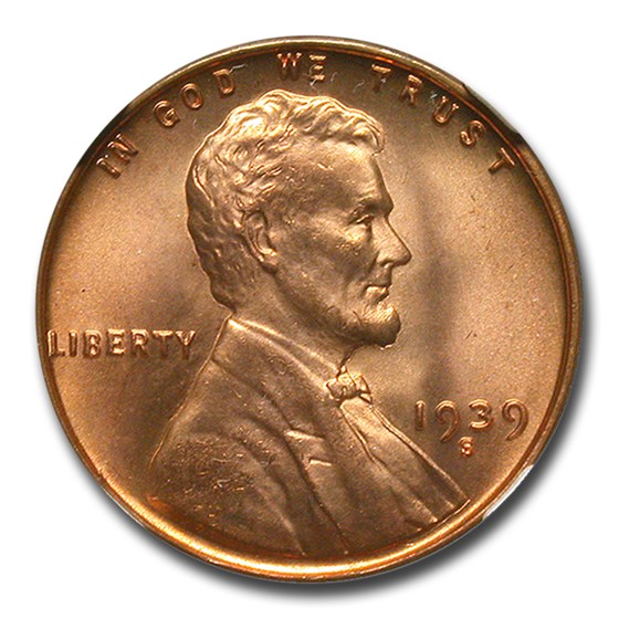 1939-S Lincoln Cent MS-67+ NGC (Red)