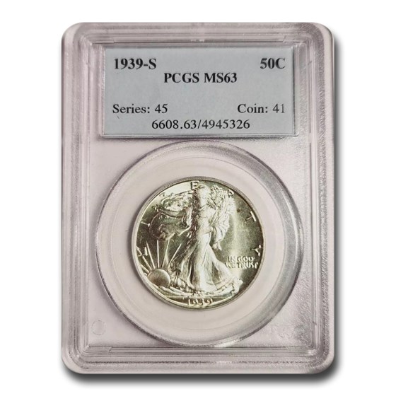 1939-S Walking Liberty Half Dollar MS-63 PCGS 1939-S Walking Liberty Half Dollar MS-63 PCGS