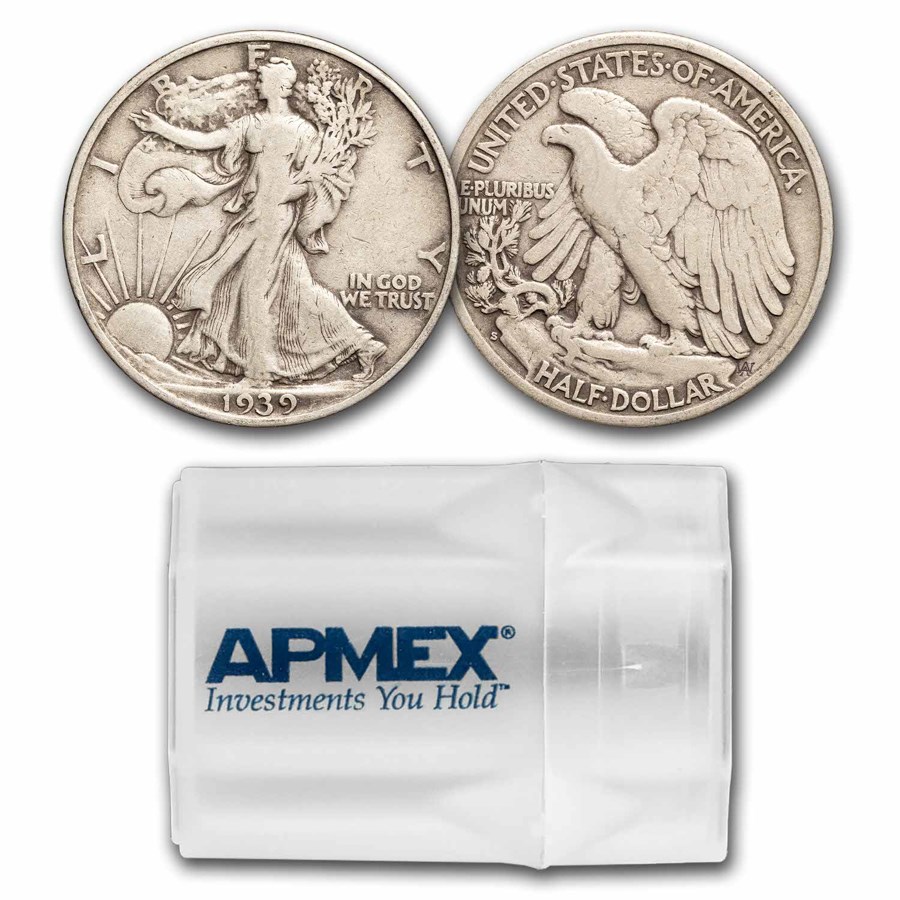 1939-S Walking Liberty Halves 20-Coin Roll Avg Circ
