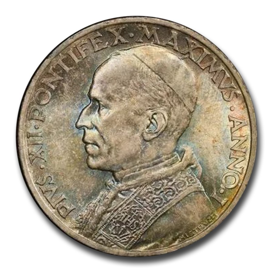 1939 Vatican City Silver 5 Lire MS-65 PCGS