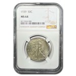 1939 Walking Liberty Half Dollar MS-64 NGC