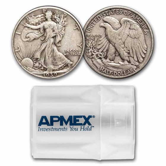 1939 Walking Liberty Halves 20-Coin Roll Avg Circ 1939 Walking Liberty Halves 20-Coin Roll Avg Circ