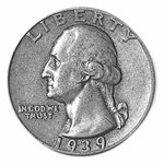 1939 Washington Quarter 40-Coin Roll Avg Circ