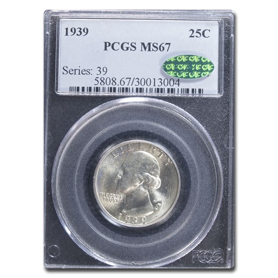 1939 Washington Quarter MS-67 PCGS CAC 1939 Washington Quarter MS-67 PCGS CAC