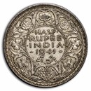 1940-1945 India Silver 1/2 Rupee George VI Avg Circ