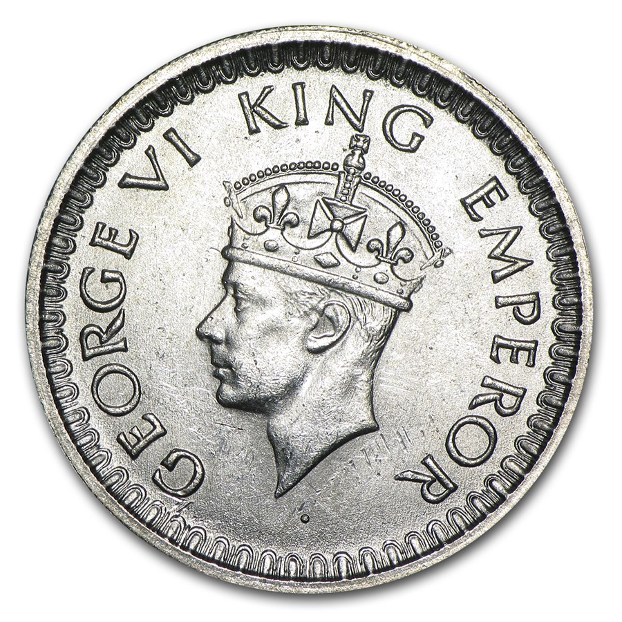 1940-1945 India Silver 1/2 Rupee George VI BU (Random Dates)