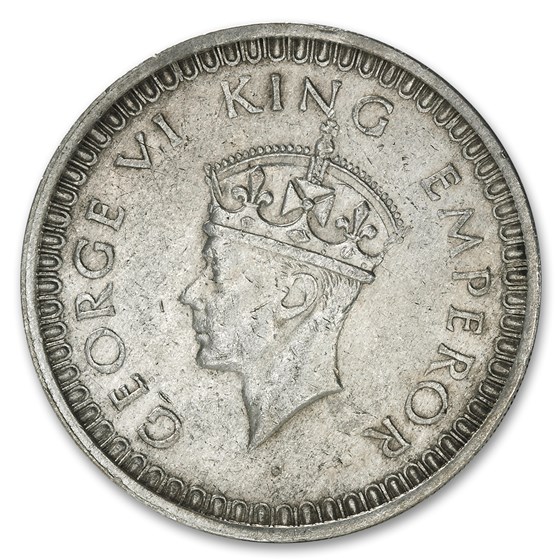 1940-1945 India Silver Rupee George VI Avg Circ 1940-1945 India Silver Rupee George VI Avg Circ