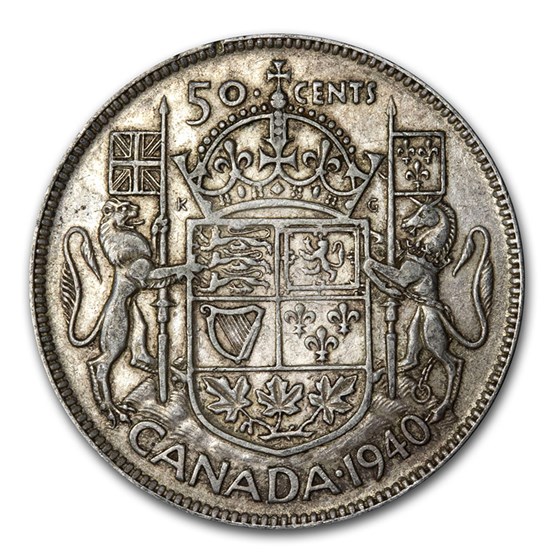 1940 Canada Silver 50 Cents George VI XF 1940 Canada Silver 50 Cents George VI XF