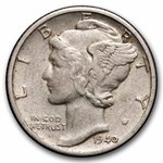 1940-D Mercury Dime 50-Coin Roll Avg Circ
