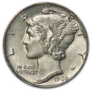 1940-D Mercury Dime XF