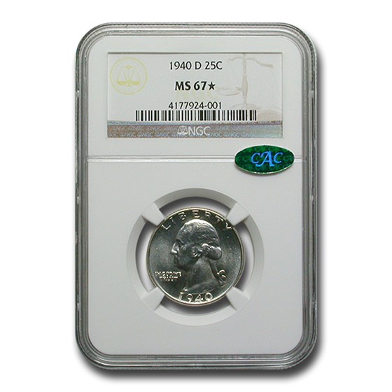 1940-D Washington Quarter MS-67* NGC CAC 1940-D Washington Quarter MS-67* NGC CAC
