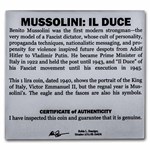 1940 Italy Mussolini "Il Duce" 1 Lira BU (w/Box & COA)